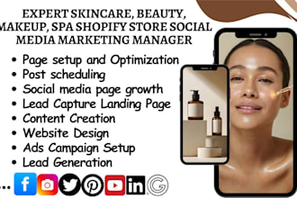 be your skincare beauty makeup spa shopify store social media marketing manager