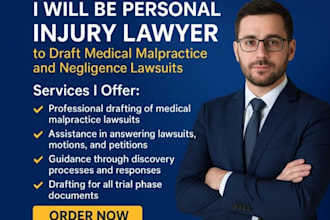 be personal injury lawyer to draft medical malpractice and negligence lawsuits