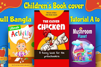 design children book illustration cover, kids activity book, book cover design