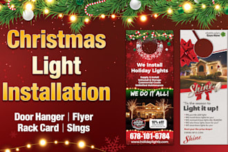 design christmas lighting illustration door hanger, flyer and sings design