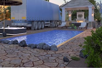 design your landscape backyard and pool in california texas with 3d rendering