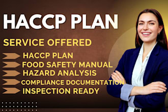 develop haccp plan, food safety manual, fda and gmp compliance documentation
