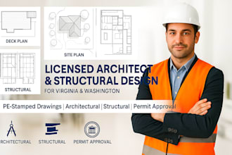 licensed architect, structural engineer, pe stamp in virginia, washington