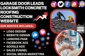 generate garage door leads locksmith concrete roofing construction website