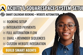 setup acuity scheduling, squarespace website, and full automation flow