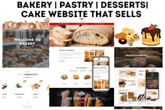 design bakery shopify store pastry chocolate desserts pizza cake bakery website