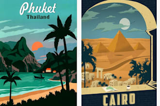 design retro vintage travel poster travel vintage vector art deco illustration