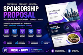 design sponsorship proposal, investor pitch deck and fundraising package