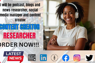 be podcast, blogs, sports and news social media manager and content creator