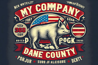 design premium vintage dane county pork logo t shirt design