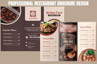 design a modern and professional restaurant brochure and food menu