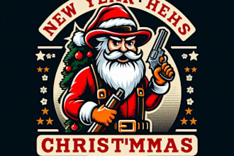 do custom vintage new year christmas combo logo with t shirt design