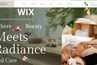 design wix spa website beauty spa website skin care website massage center site