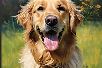 paint a real oil painting pet painting on canvas