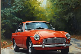 draw oil painting your car or vehicle for