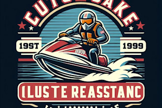 make custom vintage jet ski logo with t shirt design