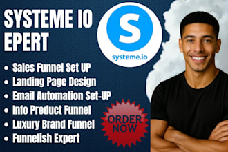 build infographics product funnel, luxury brand sales funnel on systeme io