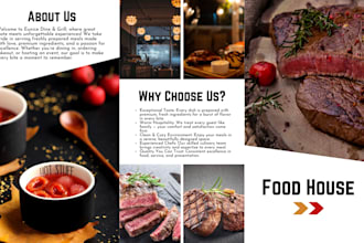 design a modern and appetizing restaurant brochure and menu
