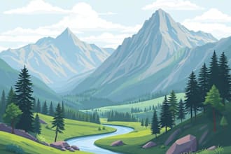draw a flat vector landscape illustration