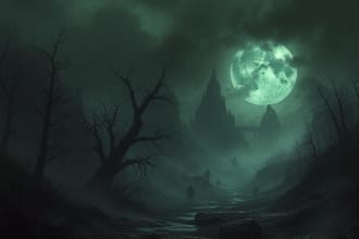 do mystical horror dark environment concept art or landscape