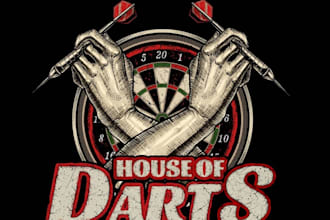 create high quality retro t shirt skull darts logo