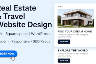 design real estate or travel agency website in wix, squarespace, or wordpress
