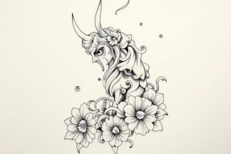 make beautiful line art tattoo design