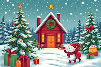 draw a christmas card or a christmas themed pop art