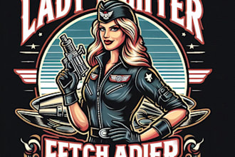 design high quality lady fighter jet mascot logo with t shirt design