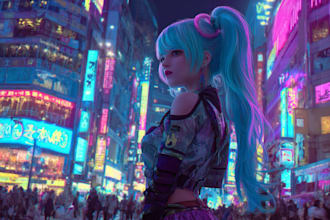 do anime girls cyberpunk and vaporwave