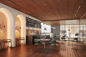 do realistic 3d render of your cafe, bar and restaurant