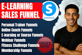 build personal trainer, e learning, online coach sales funnel in systeme io