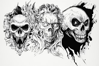 do unique black and white classic tattoo illustrations