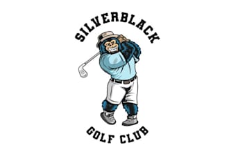 design aesthetics modern silver back golf club logo