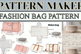 do 3d custom tote saddle clutch crossbody handbag backpack sewing pattern design