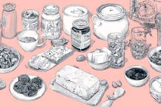 draw foods and beverages vintage sketch illustration