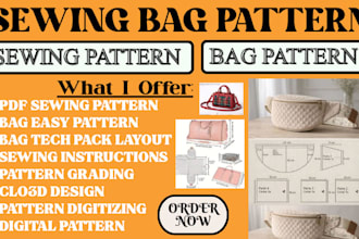 create 3d cgi hobo bowler tote duffle laptop bags sewing pattern grading design