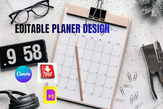create a digital planner or editable canva planner for etsy and goodnotes
