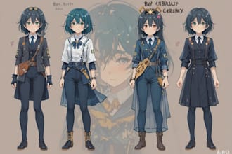 draw a character sheet in anime style