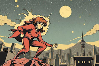 draw a retro vintage comic illustration