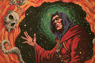 create vintage comic, horror and sci fi art