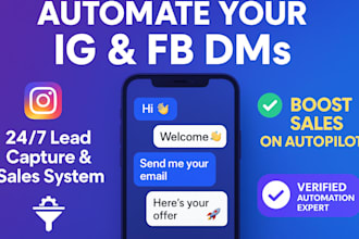 create facebook and instagram dm automation to nurture client and promote offer
