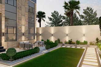 redesign 3d villa landscape,pergola patio,cabana render,terrace,facade apartment
