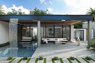 modern minimalist chalet design,3d townhouse, floor plan design,parking lot,cozy