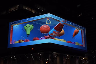 create 3d anamorphic cgi ads billboard animation and led screen video