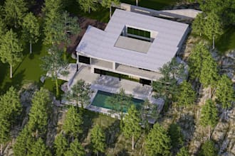 render 3d apartment building,balcony lawn,costal villa design,3d front elevation