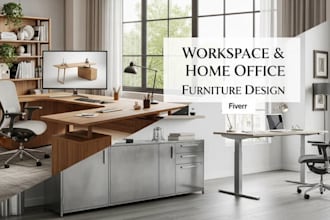 design home, office and workspace metallic or wood furniture design
