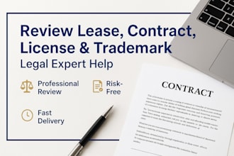 draft and review lease agreement, contract, license, legal document, trademark