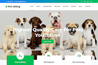 design animal care animal rescue lost pet dog walking and animal shelter website