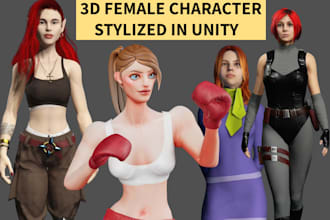 cartoon character 3d female stylized character game character 3d model in unity